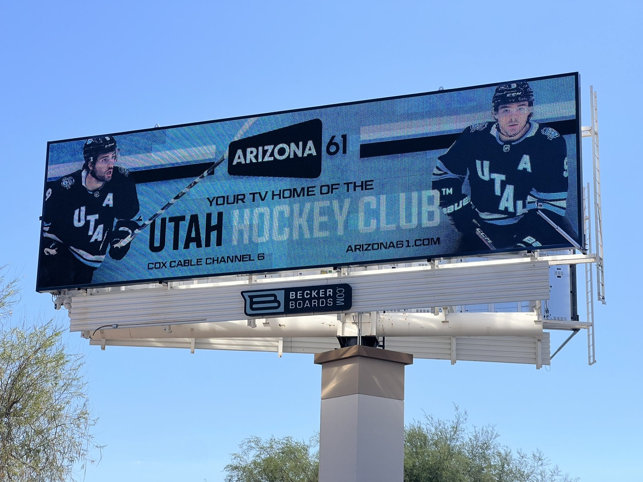 A Utah Hockey Club ad on the I-10 freeway.